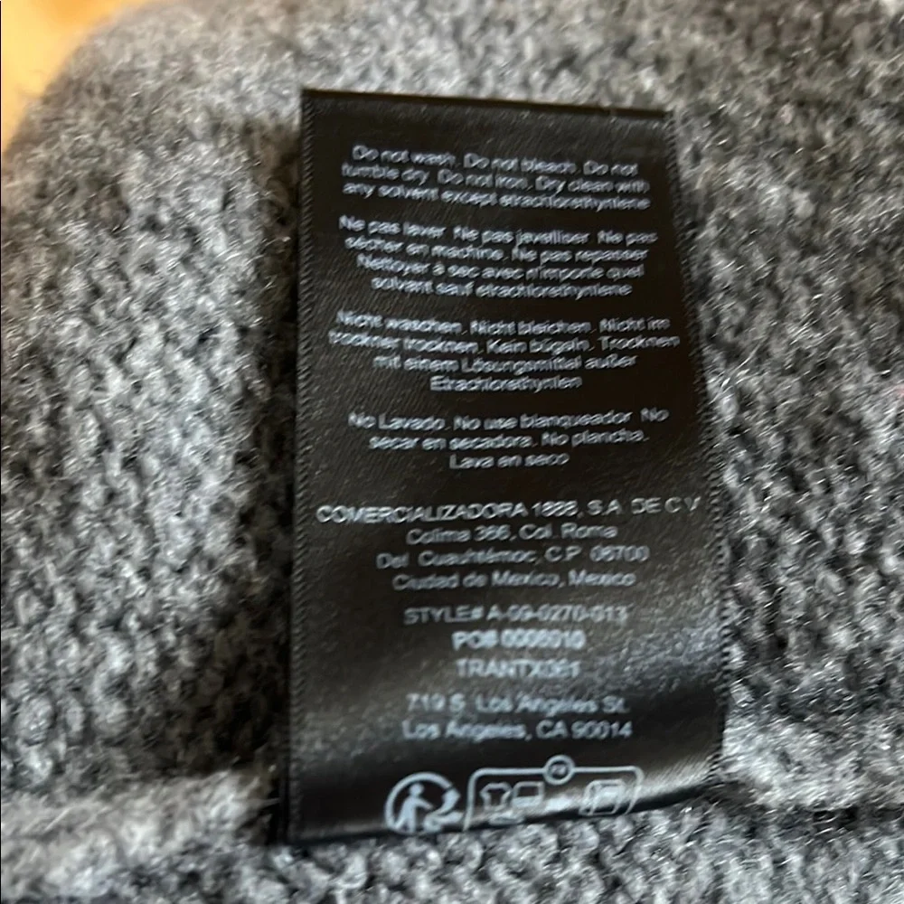 Anine Bing Kendrick Sweater University Paris In Charcoal Wool Cashmere Size M